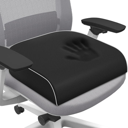 Seat Cushion, Chair Pad, Memory Foam Large Cushion | Office Chair Cushion for Tailbone Pain Relief, Non-Slip Cover, Soft Support for Office Chair, Car Seat, Airplane,Large/Black1