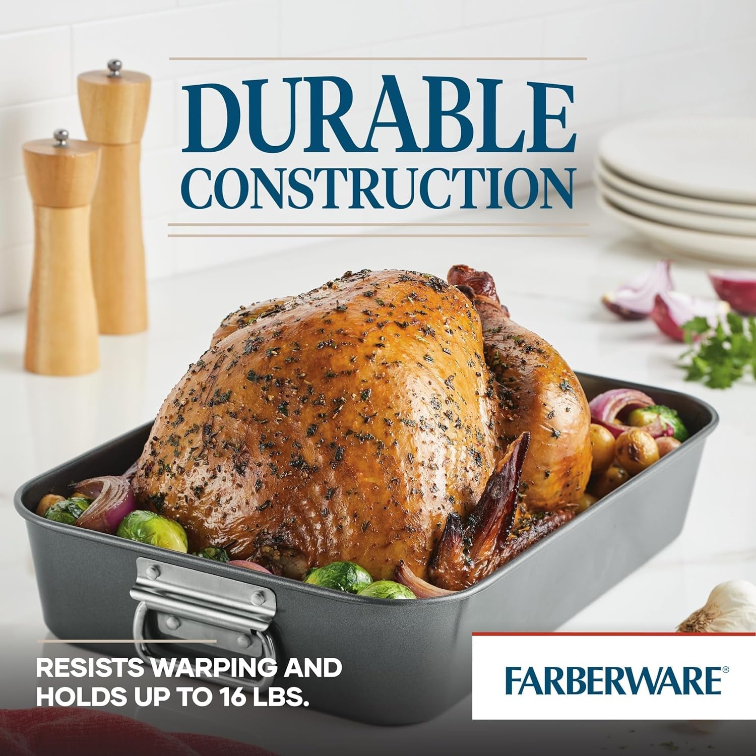 bakeware-nonstick-roaster-with-flat-rack-roasting-pan-with-rack-for-home-cooking-11-inch-x-15-inch-gray