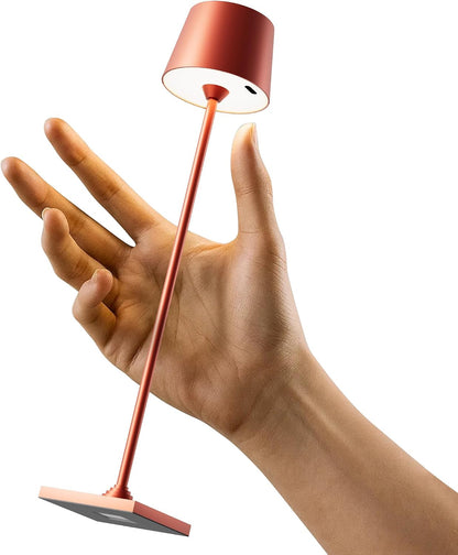 Compact Cordless Table Lamp, Rechargeable LED Night Light, Dual Light Source (RGB Top & Warm Bottom), Touch Control & Timer, Metal Lamp for Bedroom & Kids Room (Red 1-Pack)1