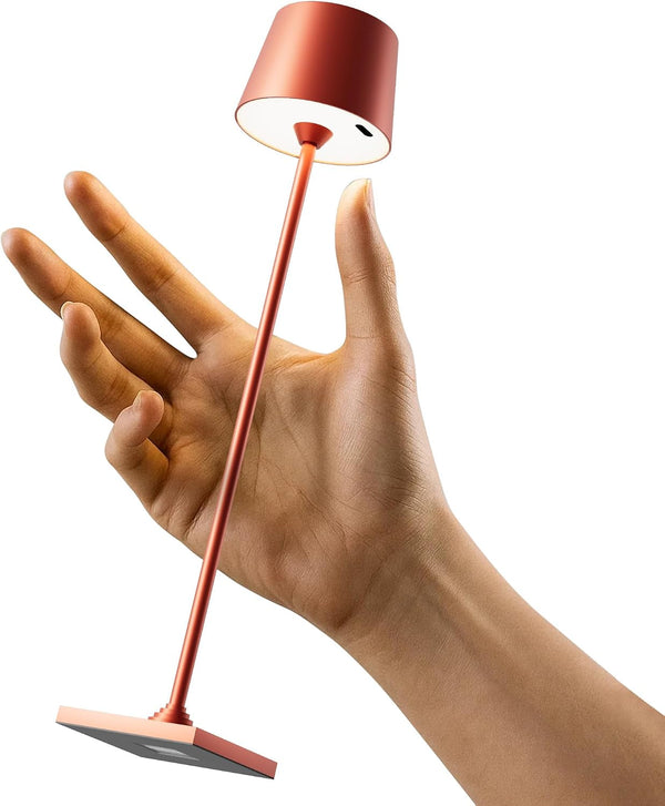 Compact Cordless Table Lamp, Rechargeable LED Night Light, Dual Light Source (RGB Top & Warm Bottom), Touch Control & Timer, Metal Lamp for Bedroom & Kids Room (Red 1-Pack)1