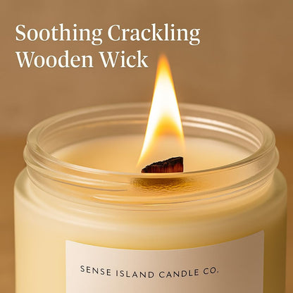 Crackling Wood Wick Vanilla Cashmere Scented Candle Natural Soy Wax 50 Hrs Long Lasting Hand-Poured Highly Scented Crackle Wooden Wick Soothing Sound2