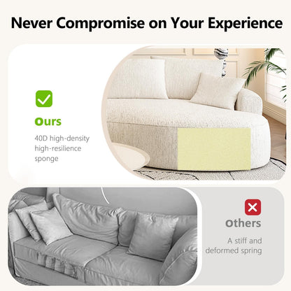 115-Inch L-Shaped Luxurious Modern Contoured Curved-Back Sofa, a Seamless Boneless Design with Curved Silhouette, Ideal for Living Room Use(Right Chaise,White)6