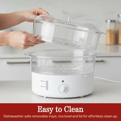 2-Tier Vegetable Steamer and Rice Cooker, 120V 60Hz 800W | 6.3 Quart Electric Steamer for Cooking Healthy Fish, Eggs, Vegetables, Rice, and Baby Food5