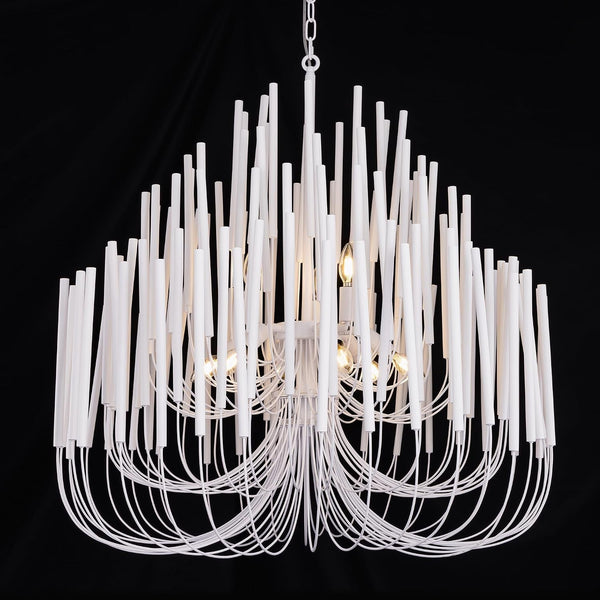 Modern Farmhouse Chandelier for Dining Room 36", Large Vintage White Wood Chandeliers Light for Living Room, Rustic Pendant Lighting Fixture Ceiling Hanging for Foyer Bedroom Entryway1