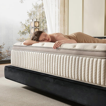 Queen Mattress, 12 Inch Hybrid Queen Mattress in a Box, Memory Foam & Individual Pocket Springs, Medium Firm, Motion Isolation, Ideal for All Sleep Positions, Certipur-Us Certified1