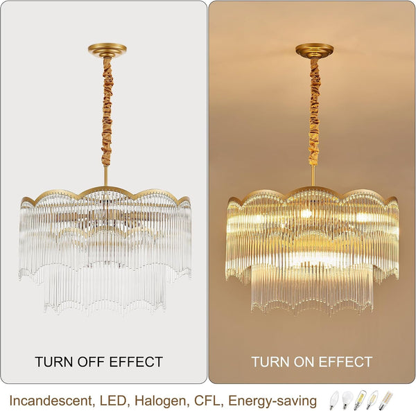 Salaiwei  22.83" 8 Light Gold Crystal Chandelier for Dining Room2