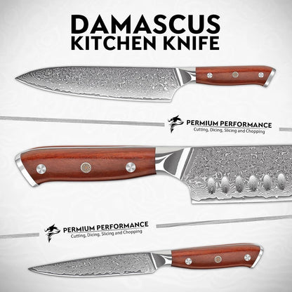 Damascus Knife Set - 3 PCS Kitchen Knife Set2