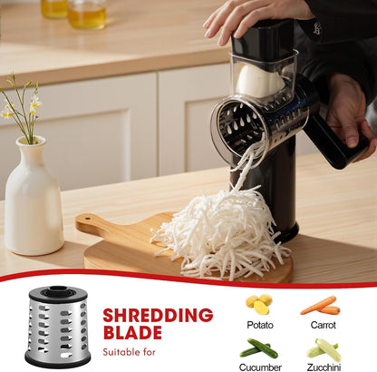 Rotary Cheese Grater Hand Crank with Foldable Handle, Three Blades5