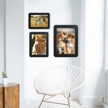 ZPAN 5X7 Picture Frames Set of 4, Picture Frame with Real Glass, Rustic Wooden Picture Frame with Rounded Corners, Suitable for Hanging or Tabletop Display (Black)8