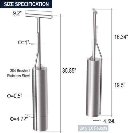 Professional Clam Gun - 36" Stainless Steel Vacuum Clam Digger Tool, 4.72" Diameter Tube for Efficient Razor Clam, Cockle & Shellfish Harvesting on Beach2