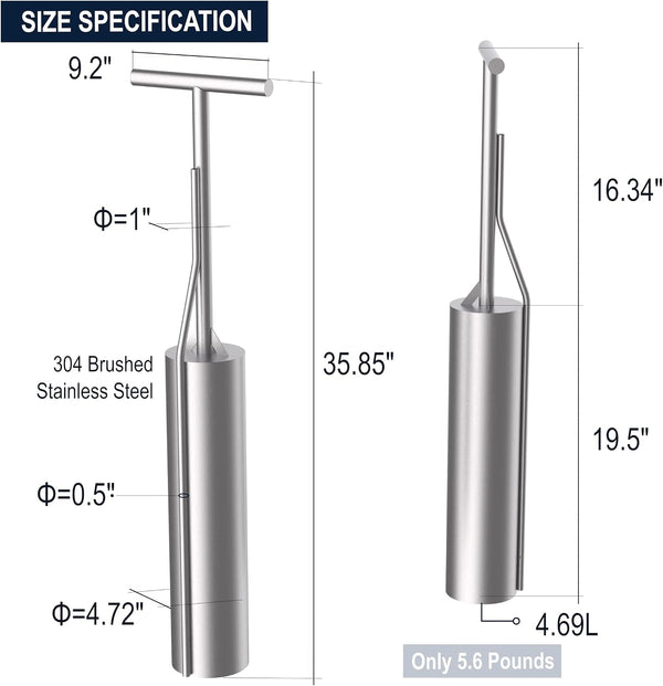 Professional Clam Gun - 36" Stainless Steel Vacuum Clam Digger Tool, 4.72" Diameter Tube for Efficient Razor Clam, Cockle & Shellfish Harvesting on Beach2