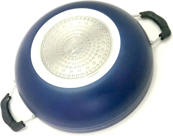 Kadai with Glass Lid All Purpose Pan Nonstick Coating Kadhai Deep Stir Fry for Gas and Induction Cooktop Aluminium Skillet Wok (3Mm) 2.2 Ltr Diameter 9.5 Inch9