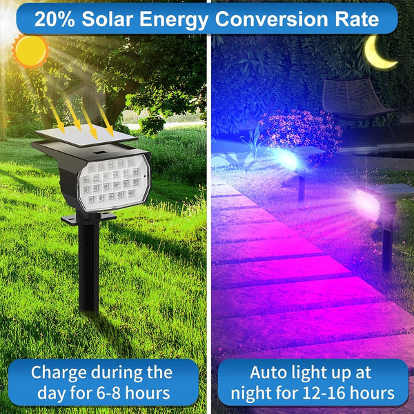 Solar Color Changing Spot Lights Outdoor Waterproof Colored RGB Solar Powered Landscape Lights for Yard 7 Lighting Modes Multicolor Solar Spotlights for Pathway Garden outside (6 Pack)2