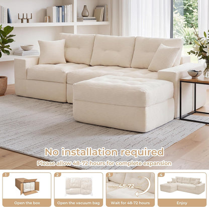 96" L Shaped Cloud Couch with Ottoman, Boneless Couches for Living Room7