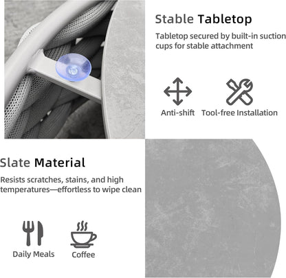 Gray round Patio Coffee Table Aluminum Woven Rope Outdoor Table7
