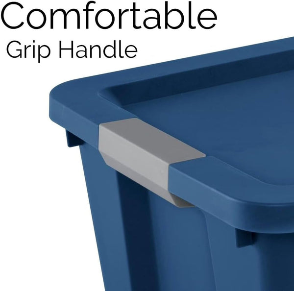 Large Storage Bin, 20 Gallon Plastic Storage Tote with Latch Lid and Grip Handle, Stackable Container for Household, Garage, Basement, or Outdoor, Blue3