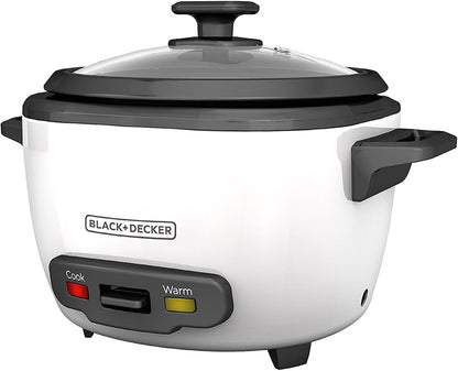 Black+Decker 2-In-1 Rice Cooker and Food Steamer, 16 Cup (7 Cup Uncooked), White, RC516C1