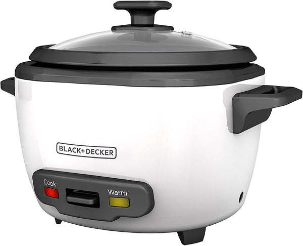 Black+Decker 2-In-1 Rice Cooker and Food Steamer, 16 Cup (7 Cup Uncooked), White, RC516C1
