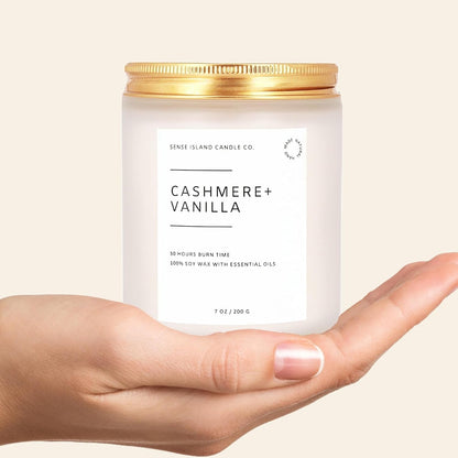 Crackling Wood Wick Vanilla Cashmere Scented Candle Natural Soy Wax 50 Hrs Long Lasting Hand-Poured Highly Scented Crackle Wooden Wick Soothing Sound6