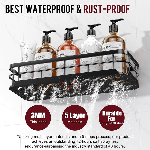 Large Capacity Shower Caddy, Heavy-Duty Adhesive Shower Organizers with Custom Aesthetic Design Soap, No Drilling Corner Shower Shelves, 5 Hooks for Bathroom Accessories, 3 Pack8