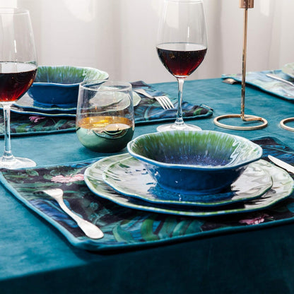 Melamine Dinnerware Set 12 PCS Teal Turquoise Tableware Plates Bowls Blue Green Dishwasher Safe Not Microware Not Oven4