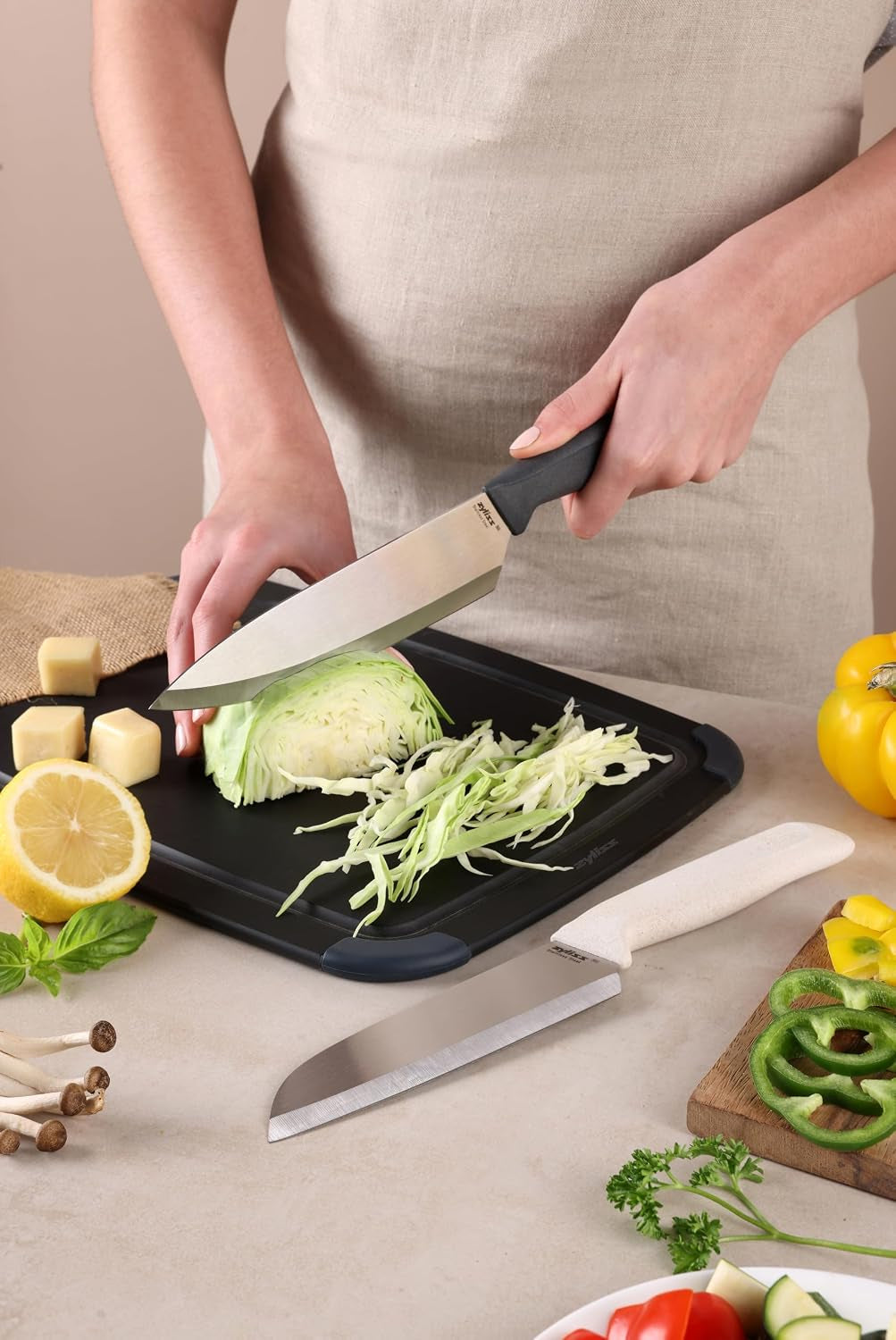 classic-2-piece-chef-santoku-knife-set-stainless-steel-15-hollow-ground-blades-ergonomic-wheat-straw-handles-finger-guard-blade-covers-dishwasher-safe
