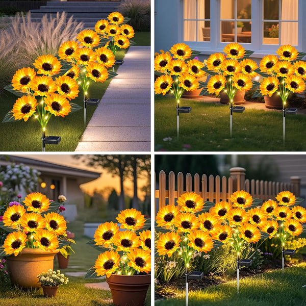 Solar Lights Outdoor Garden Decor 4 Pack, 24 Sunflower, Waterproof6