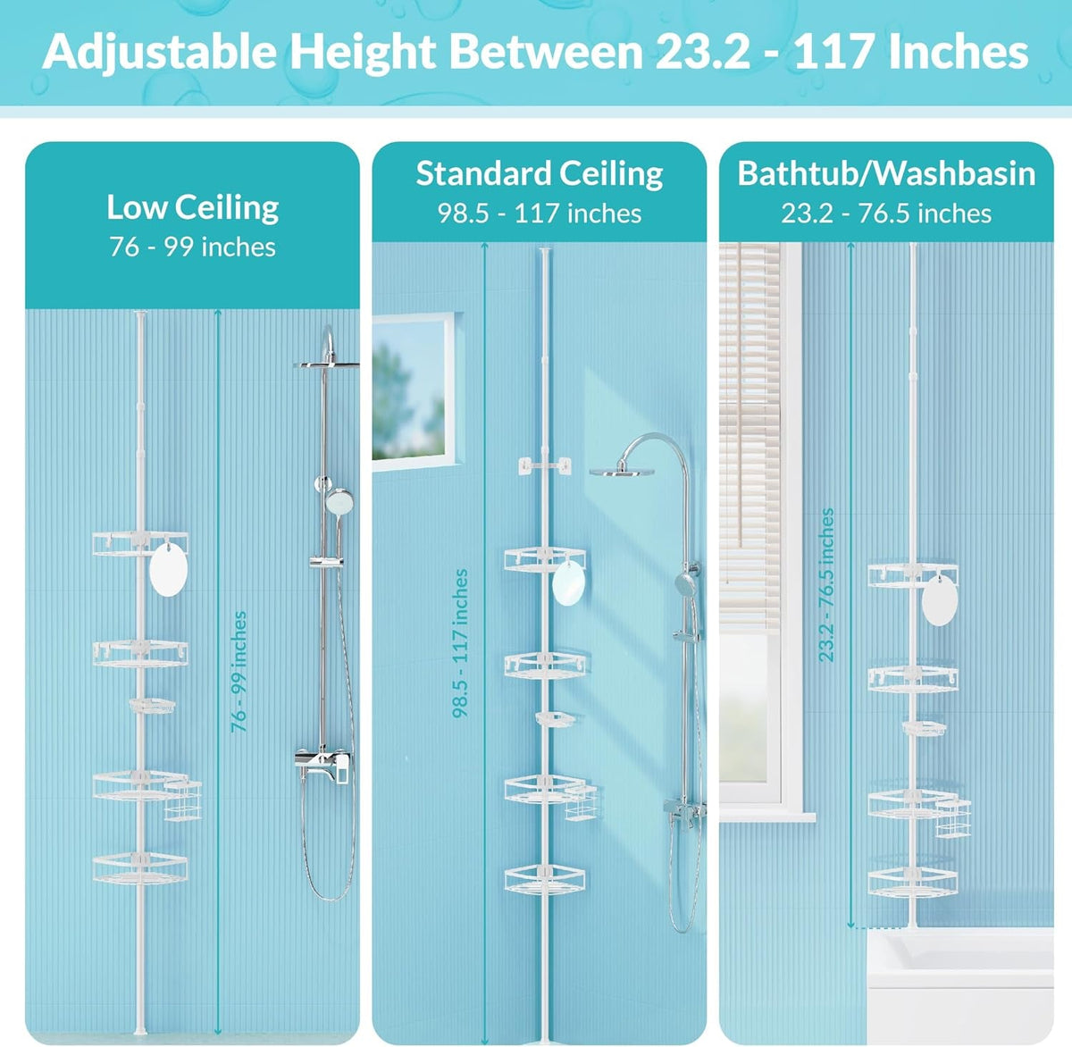 shower-caddy-tension-pole-4-tier-adjustable-corner-shower-standing-caddy-rustproof-shower-rack-for-bathroom-bathtub-with-4-shelves-no-drilling-shower-shelf-for-inside-shower-white