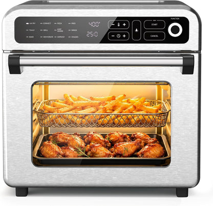 Air Fryer & Toaster Oven 19 QT, 12-In-1 Functions, Air Fry, Broil, Keep Warm, Bake, Defrost, Ouchscreen Controls, Nonstick & 75-450℉, Dishwasher-Safe Accessories, Stainless Steel1