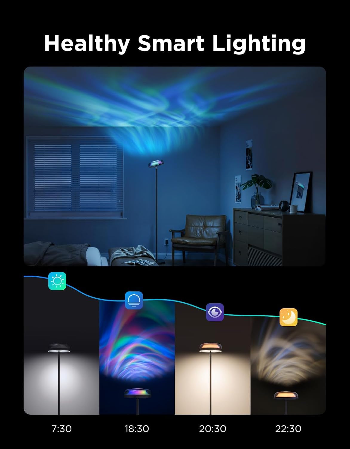 govee-uplighter-floor-lamp-for-living-room-rgbic-ripple-projector-compatible-with-smartthings-alexa-and-matter-led-modern-corner-floor-light-warm-cool-white-standing-lamp-for-bedroom