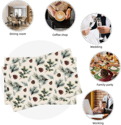 Winter Pine Cone Rustic Branches Placemats Set of 4 12X18 Inch8