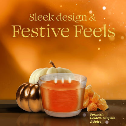 3-Wick Scented Candle Jar, Pumpkin & Ginger, Air Freshener Infused with Essential Oils, 6.8 Oz, 3 Count2