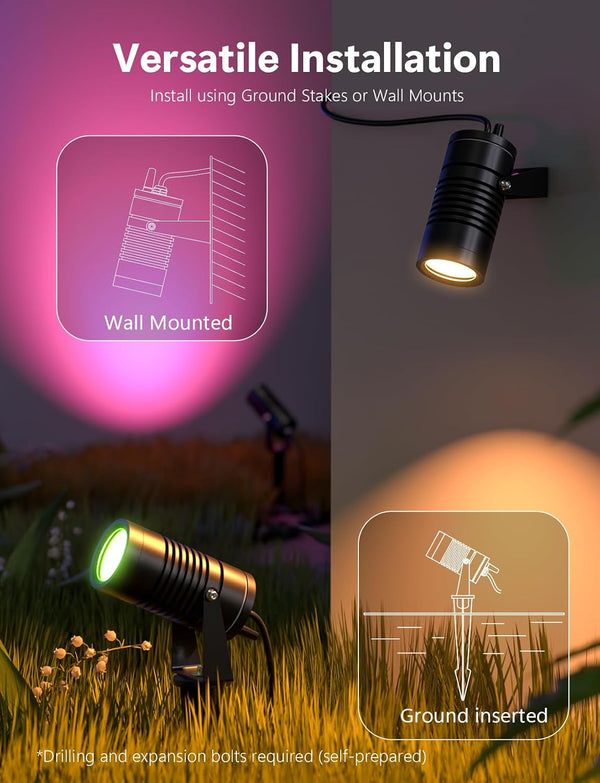 Smart Landscape Spotlights, 24V RGBCW App Control, No Adapter7