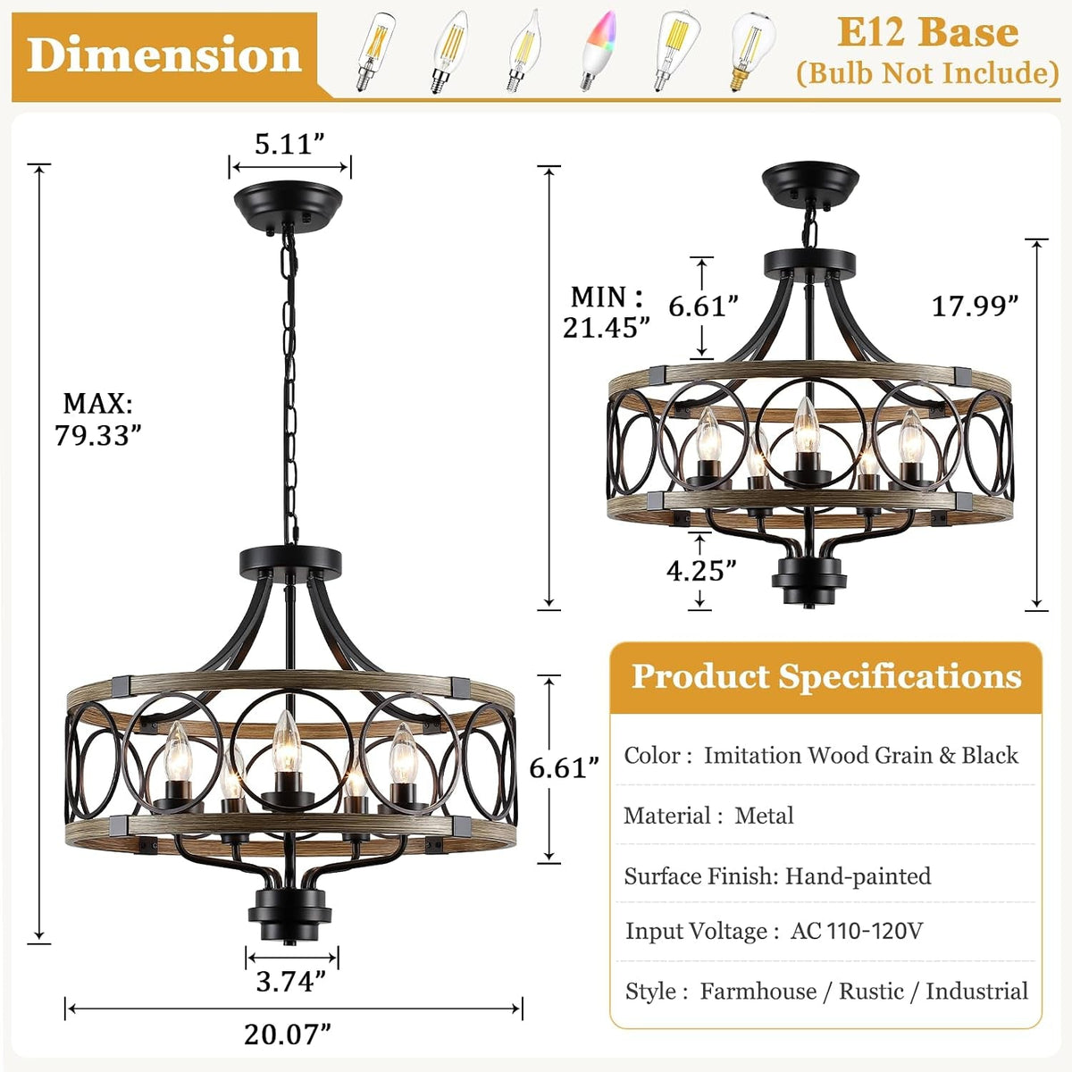 rustic-drum-chandelier-5-light-black-and-imitation-wood-farmhouse-ceiling-light-fixture-round-wood-grain-finish-adjustable-height-for-dining-room-hallway