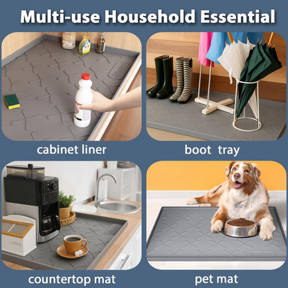 Waterproof under Sink Mat 34" X 22", Silicone Mat Kitchen Liner | Bpa-Free Silicone Tray with Raised Lip Protect Cabinets from Leaks, Versatile Home Organizer for Bathroom, Pets, Boots, Floor7
