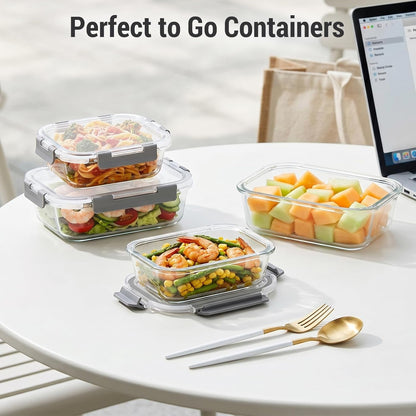 10 Sets 36 Oz & 12 Oz Glass Food Storage Containers with Lids, Gray7