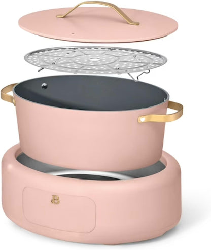10-In-1 6Qt Electric Multi-Cooker – Slow Cooker, Rice Cooker, Steamer & More | Touch Control, Oven-Safe, Dishwasher-Safe (Pink Rose)7