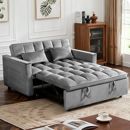 Sleeper Sofa Bed with Adjustable Backrest & Side Pockets, Gray9