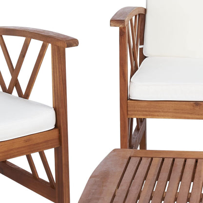 SAFAVIEH Outdoor Collection Fontana Natural/ Beige 4-Piece Conversation Patio Set with Cushions4