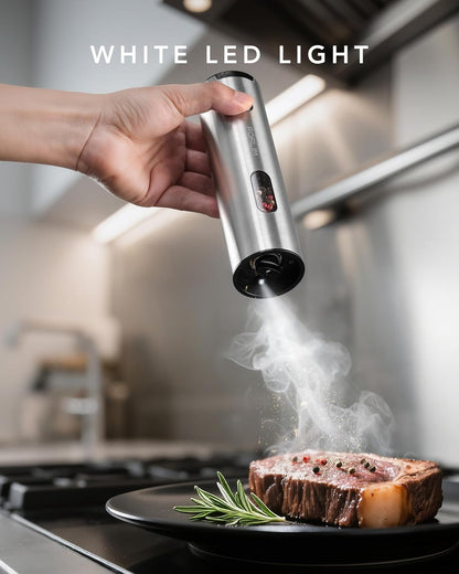 Electric Salt and Pepper Grinder Set Rechargeable, Auto Salt and Pepper Grinder Set with Charging Base, Adjustable Coarseness, LED Light, Automatic Salt Grinder Refillable,Pepper Shakers Set5