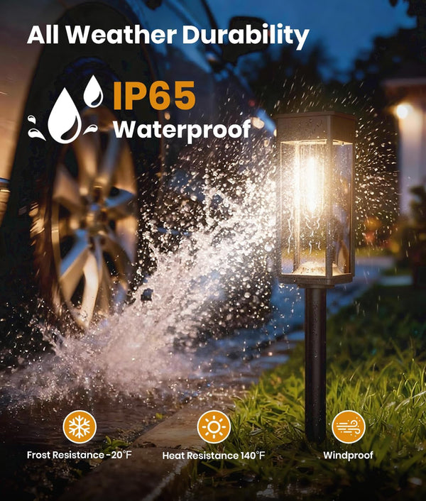 Solar Walkway Lights Outdoor, 8 Pack, 3 Heights, Warm White, IP655