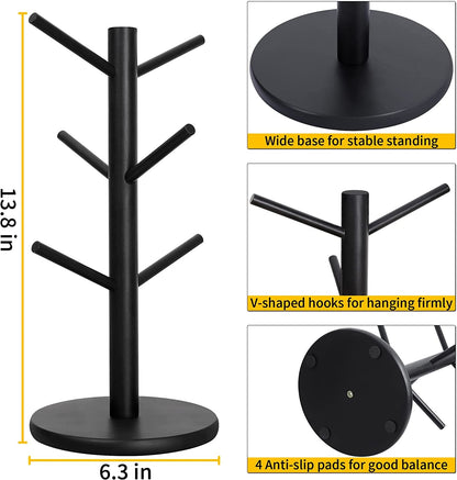 Mug Holder Tree, Coffee Cup Holder with 6 Hooks (Black)7