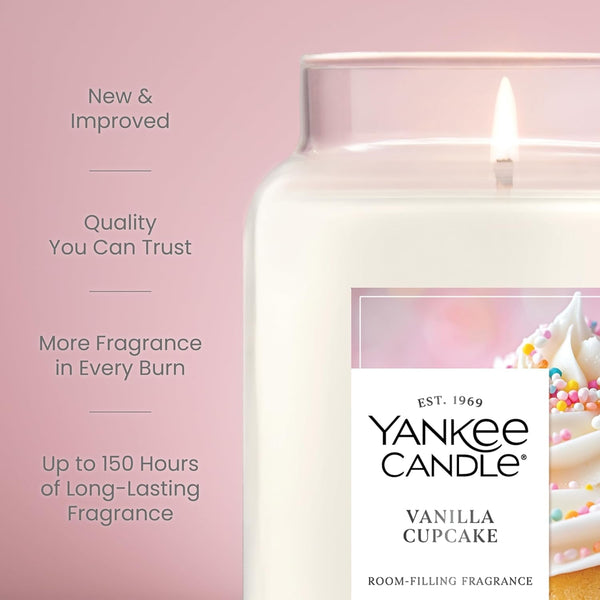 Vanilla Cupcake Scented Candle, 22Oz Large Jar, up to 150 Hour Burn Time, Giftable for Birthdays3