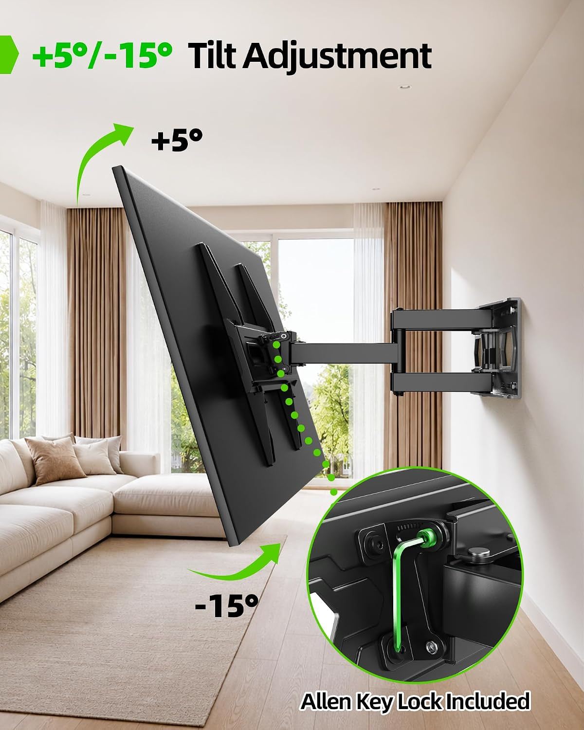 tv-wall-mount-for-32-74-inch-flat-screen-led-4k-up-to-110lbs-full-motion-tv-mount-bracket-with-swivel-tilt-articulating-dual-arms-max-vesa-400x400mm-fits-12-16-wood-studs