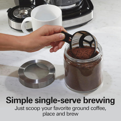 2-Way Brewer Coffee Maker, Single-Serve and 12-Cup Pot, Black/Stainless Steel(49980A), Carafe | 12 Cup Glass Carafe | Black with Stainless Steel Accents | 49980RG3