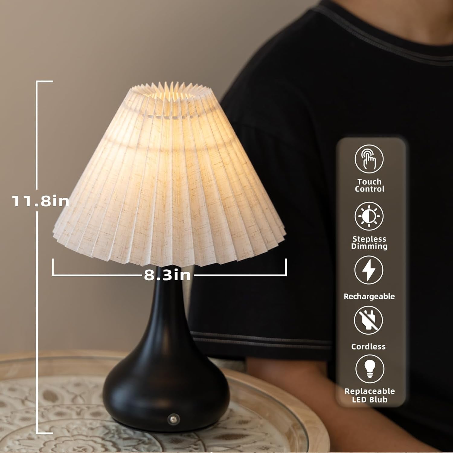 pleated-cordless-table-lamp-1800mah-powered-rechargeable-lamp-battery-operated-dimmable-lamp-wireless-replaceable-led-bulb-linen-shade-for-kitchen-bedside-tabletop-metal-base-white