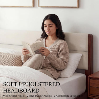 Joinery Inspired Solid Bamboo Bed Frame Queen Size with Headboard6