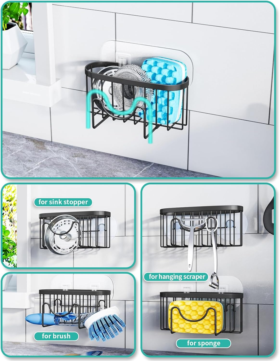 multifunctional-sponge-holder-with-unique-m-shaped-2-installation-methods-kitchen-sink-caddy-organizer-rustproof-stainless-steel-kitchen-organizers-and-storage-essentials-black