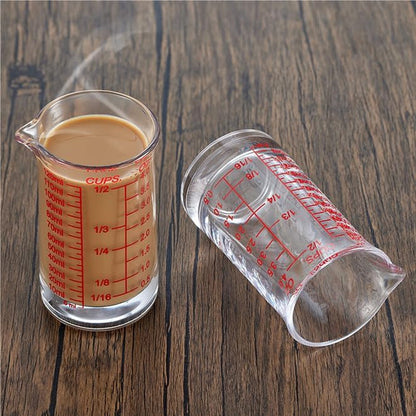 Ackers 4Oz Glass Measuring Cup – Shot Glass with Ounce,Ml,Cups Markings for Kitchen & Bar(Red Line)6