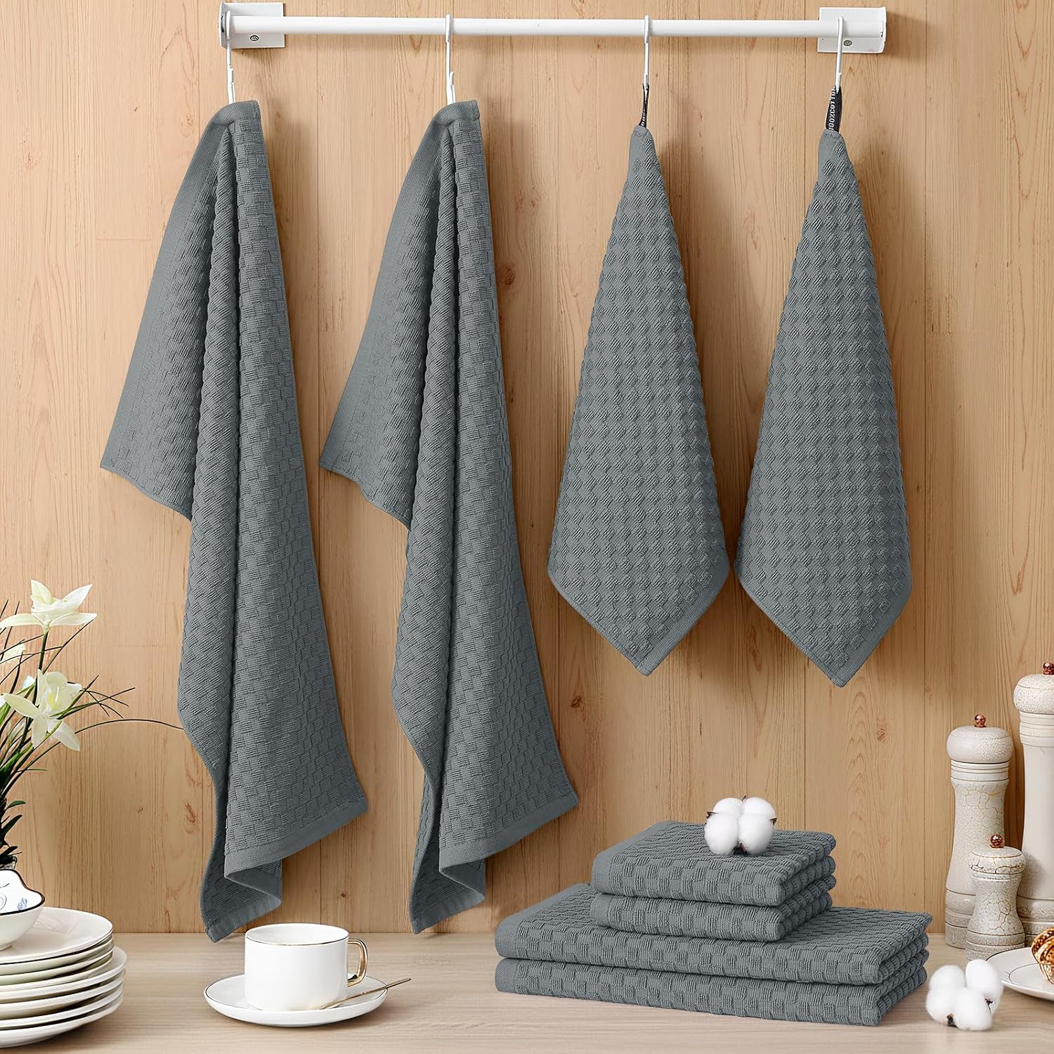 8-pack-100-cotton-kitchen-towels-and-dishcloths-set-dark-grey